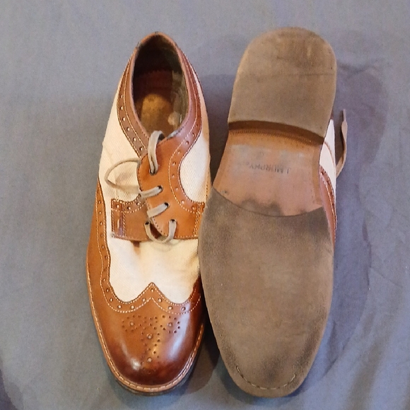 Classic Brown and Cream Leather Derby Shoes main image 4